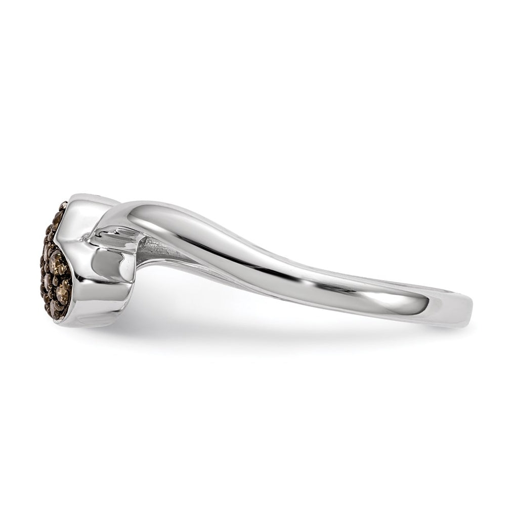 Sterling Silver Champagne Diamond Small Heart Ring – Elegant Jewelry Gift for Birthday, Anniversary, Engagement, Wedding