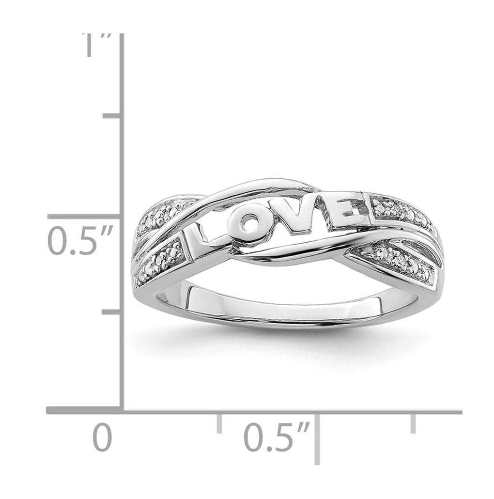 Sterling Silver Rhodium Plated Diamond LOVE Ring – Elegant Jewelry Gift for Birthday, Anniversary, Engagement, Wedding