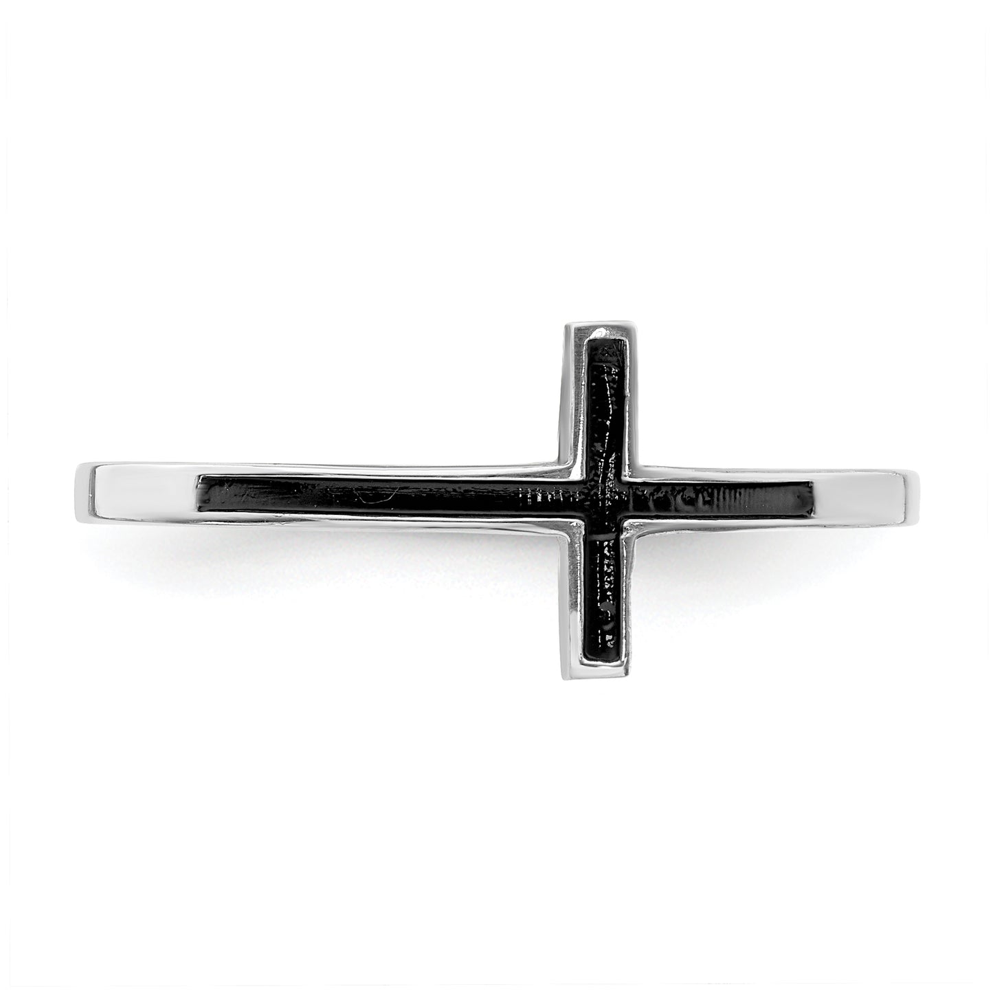 Sterling Silver Antiqued Sideways Cross Ring, Size 6