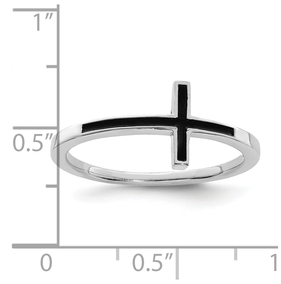 Sterling Silver Antiqued Sideways Cross Ring, Size 6