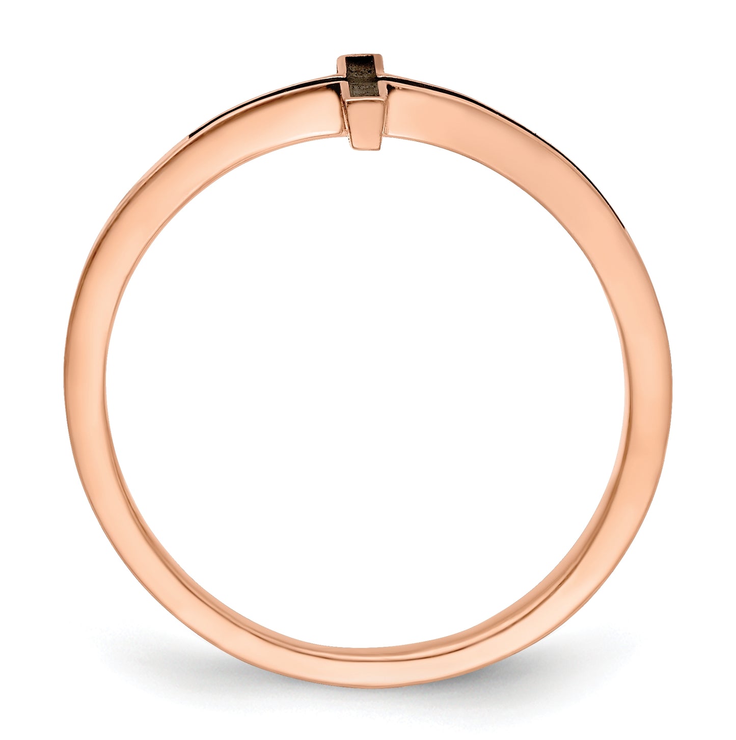Sterling Silver Rose Gold plated Antiqued Sideways Cross Ring, Size 6