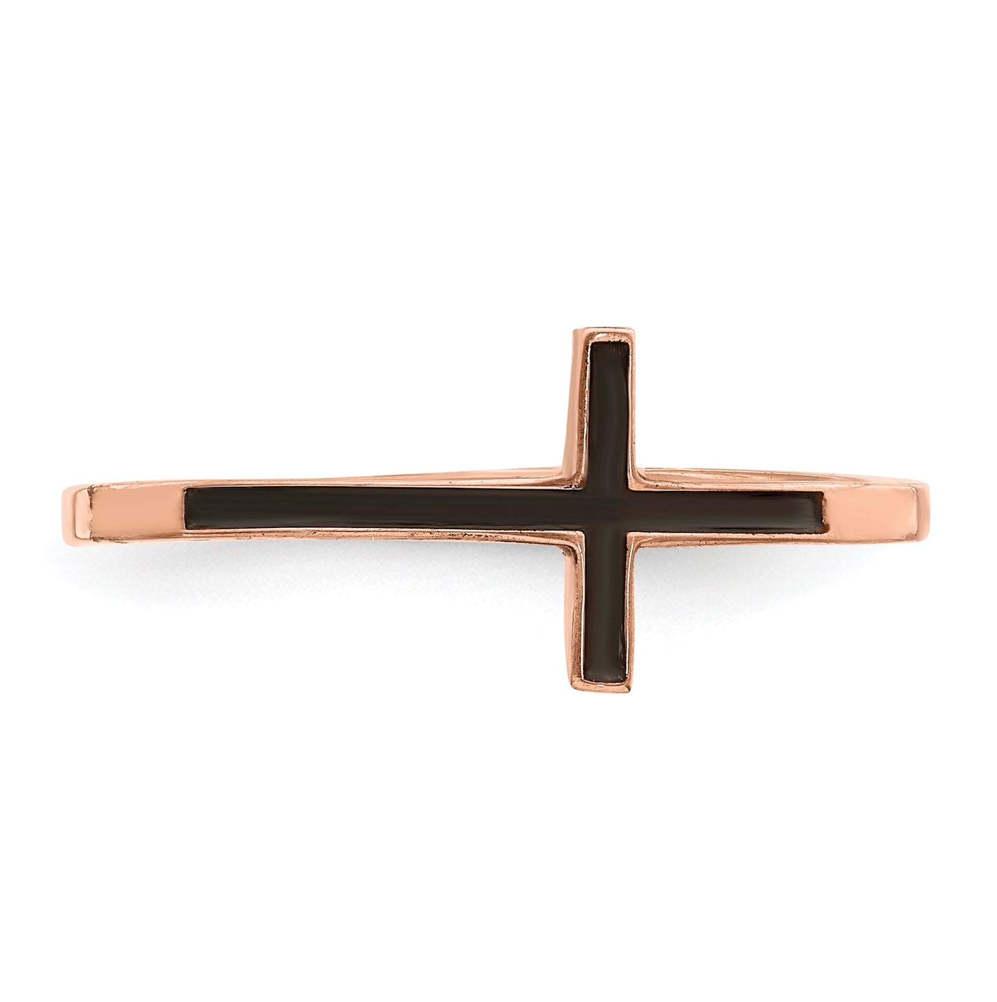 Sterling Silver Rose Gold plated Antiqued Sideways Cross Ring, Size 8