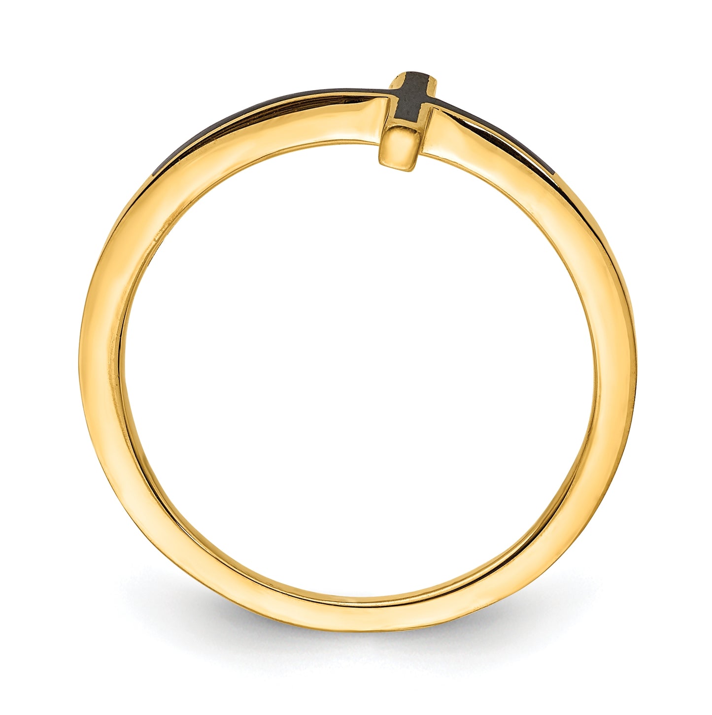 Sterling Silver Yellow Gold plated Antiqued Sideways Cross Ring, Size 8