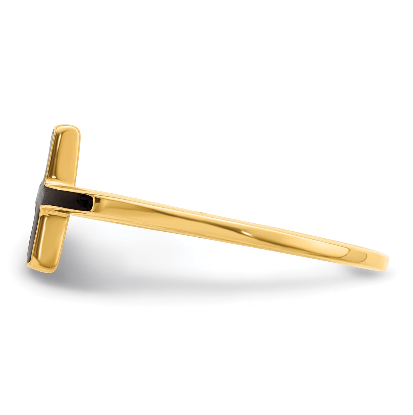 Sterling Silver Yellow Gold plated Antiqued Sideways Cross Ring, Size 8