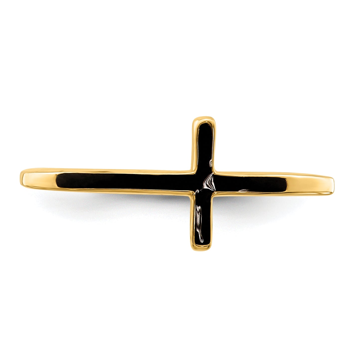 Sterling Silver Yellow Gold plated Antiqued Sideways Cross Ring, Size 8