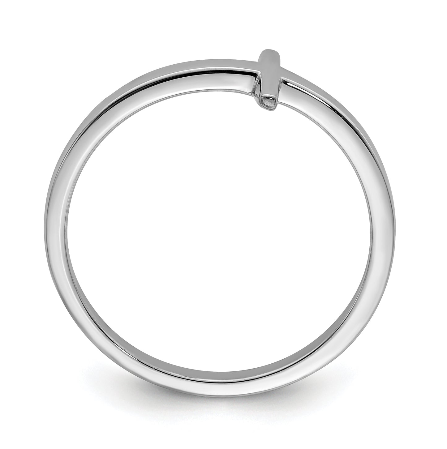 Sterling Silver Rhodium plated Sideways Cross Ring, Size 7