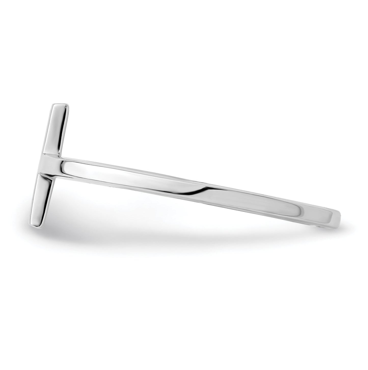 Sterling Silver Rhodium plated Sideways Cross Ring, Size 8
