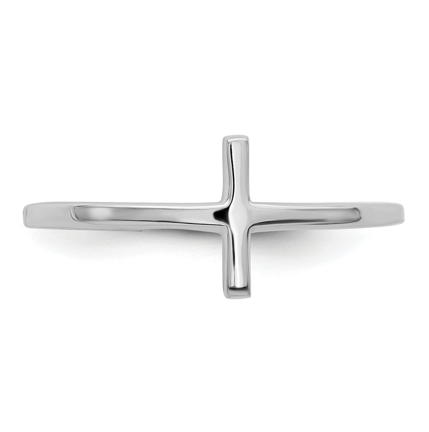 Sterling Silver Rhodium plated Sideways Cross Ring, Size 6