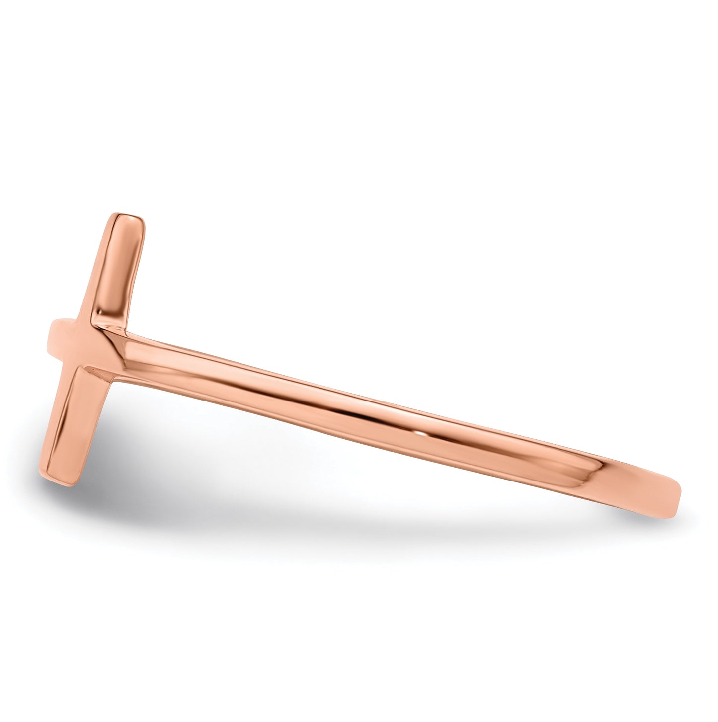 Sterling Silver Rose Gold plated Sideways Cross Ring, Size 7