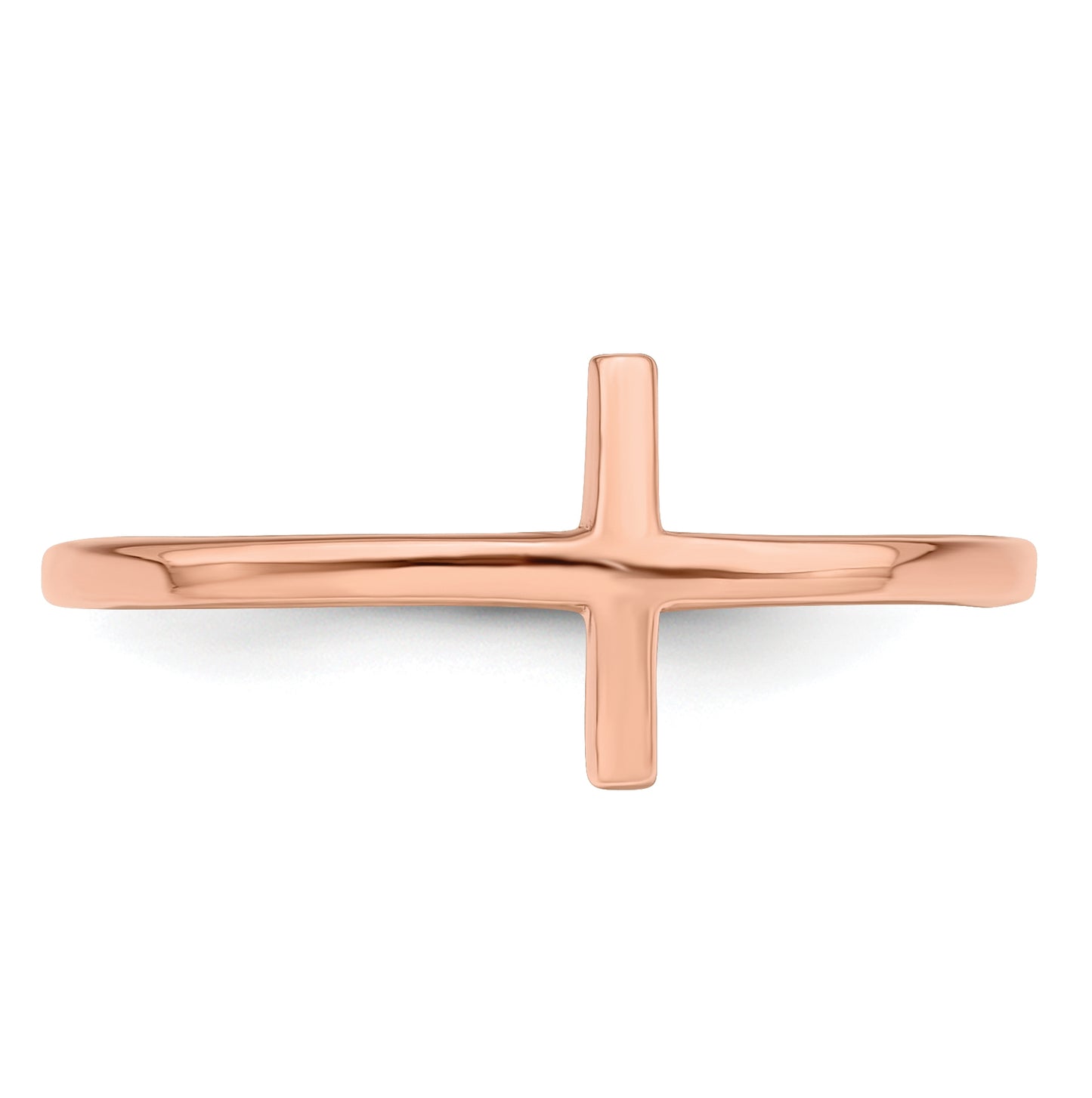 Sterling Silver Rose Gold plated Sideways Cross Ring, Size 8