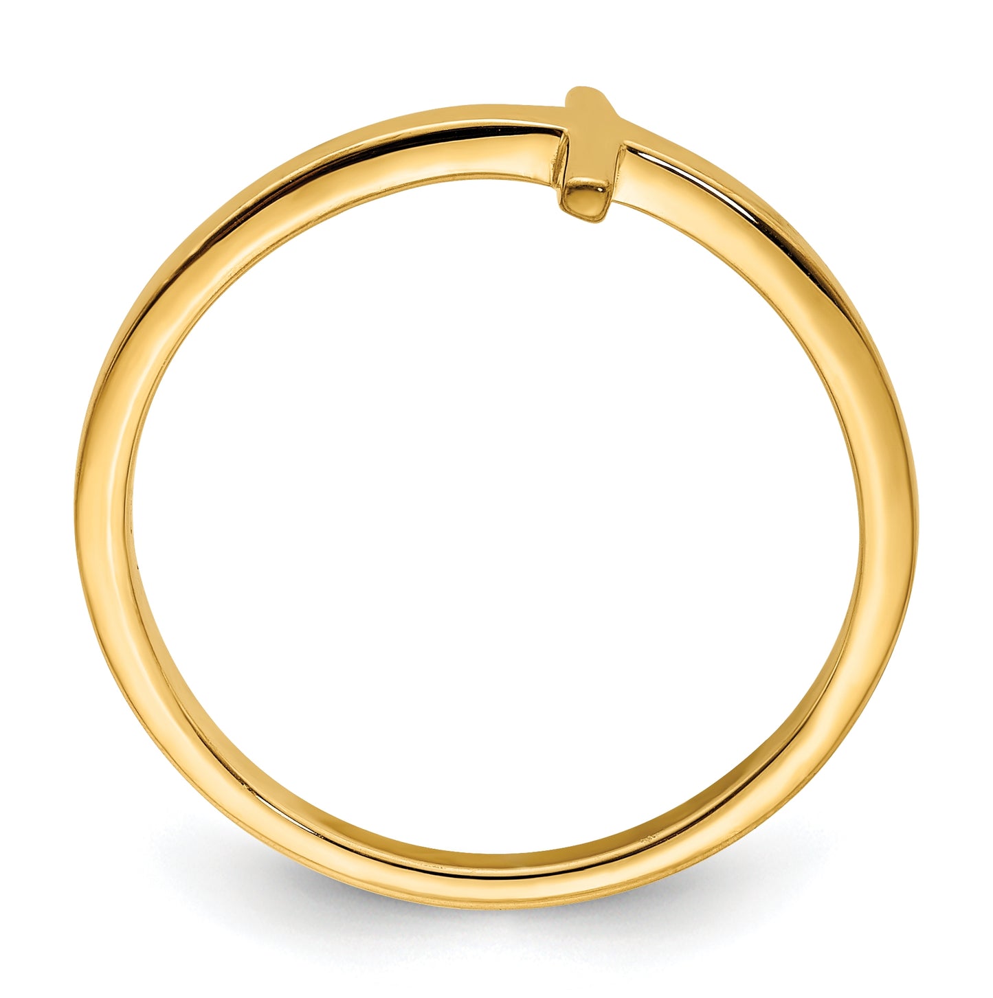 Sterling Silver Yellow Gold plated Sideways Cross Ring, Size 6