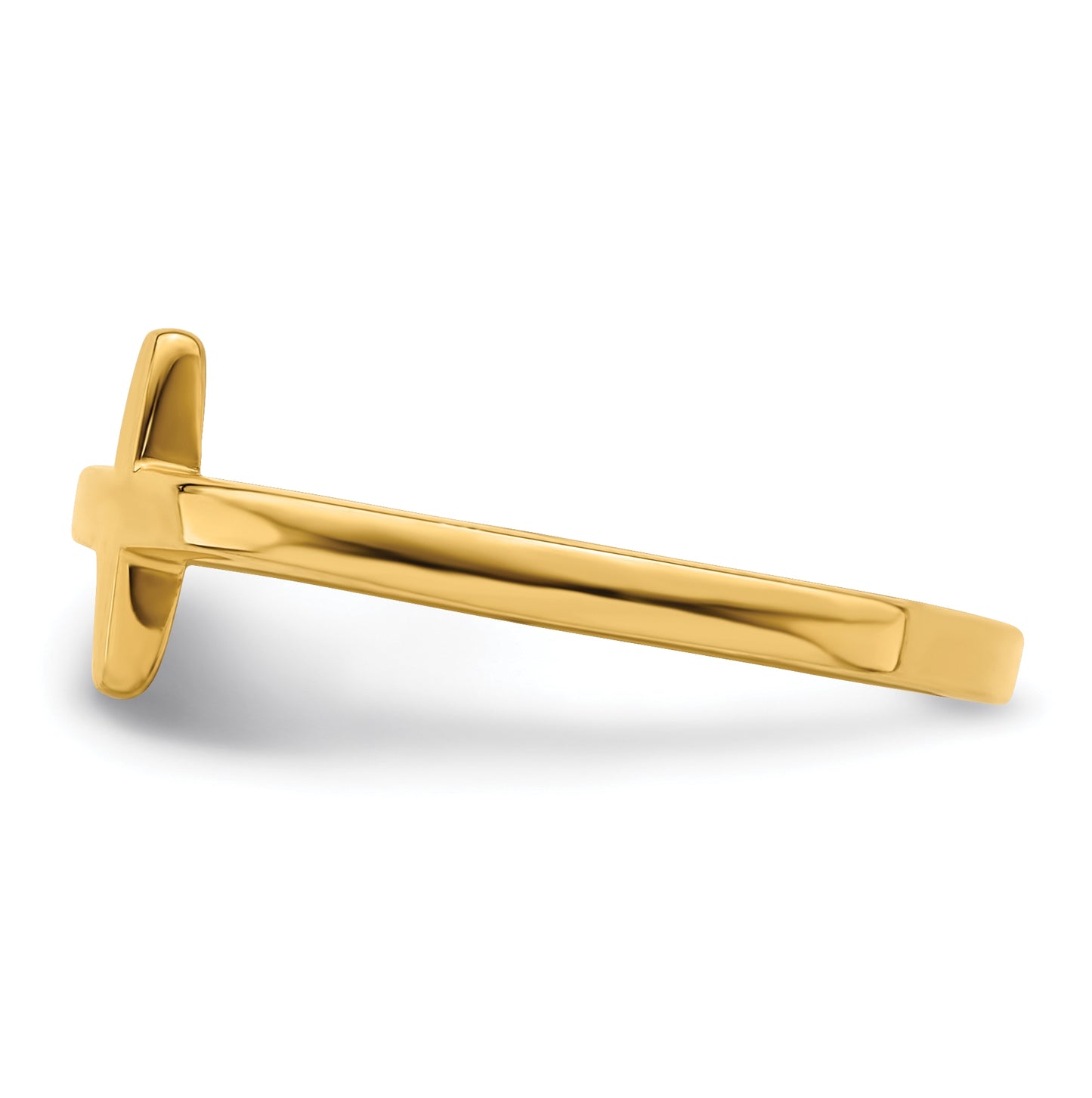 Sterling Silver Yellow Gold plated Sideways Cross Ring, Size 8