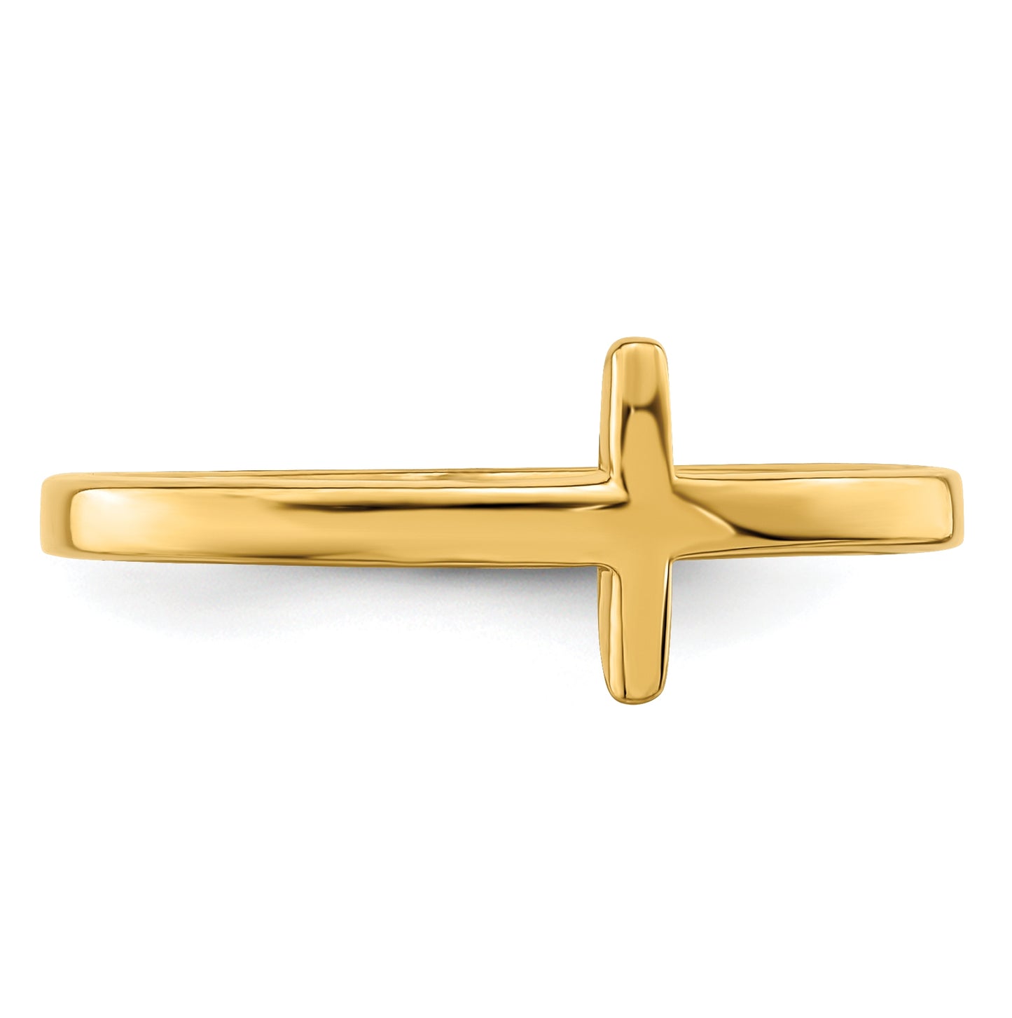 Sterling Silver Yellow Gold plated Sideways Cross Ring, Size 8