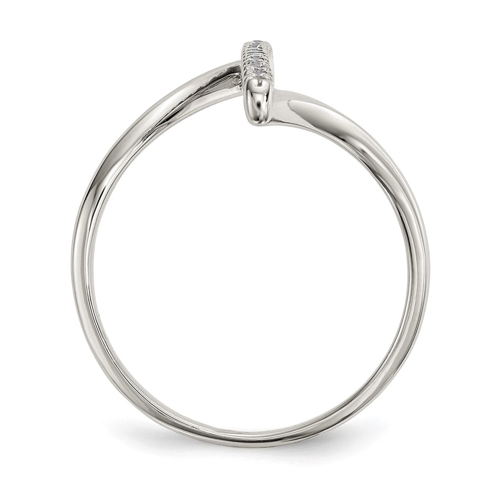 Sterling Silver Cubic Zirconia Bar Ring – Elegant Jewelry Gift for Birthday, Anniversary, Engagement, Wedding