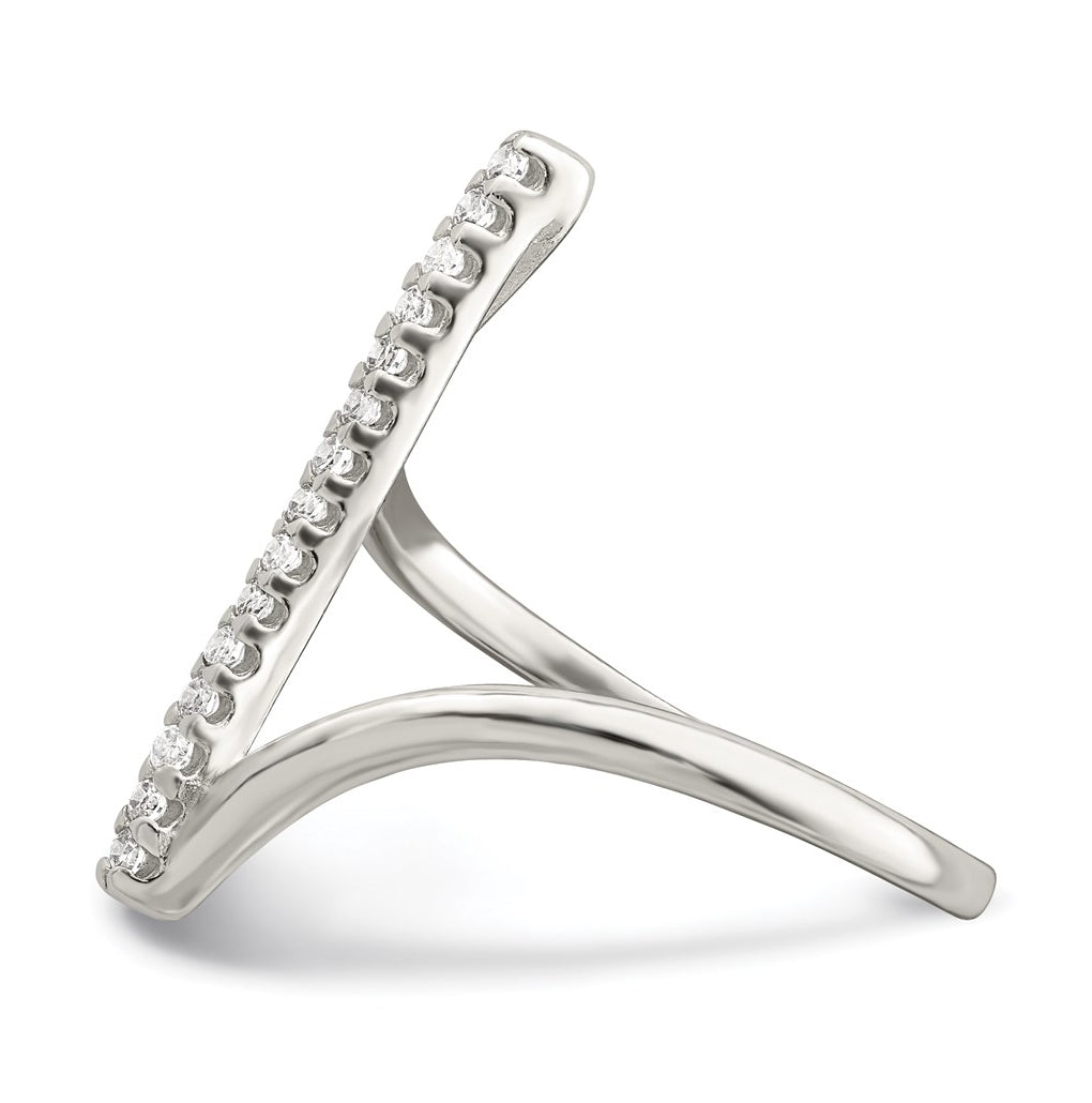 Sterling Silver Cubic Zirconia Bar Ring – Elegant Jewelry Gift for Birthday, Anniversary, Engagement, Wedding