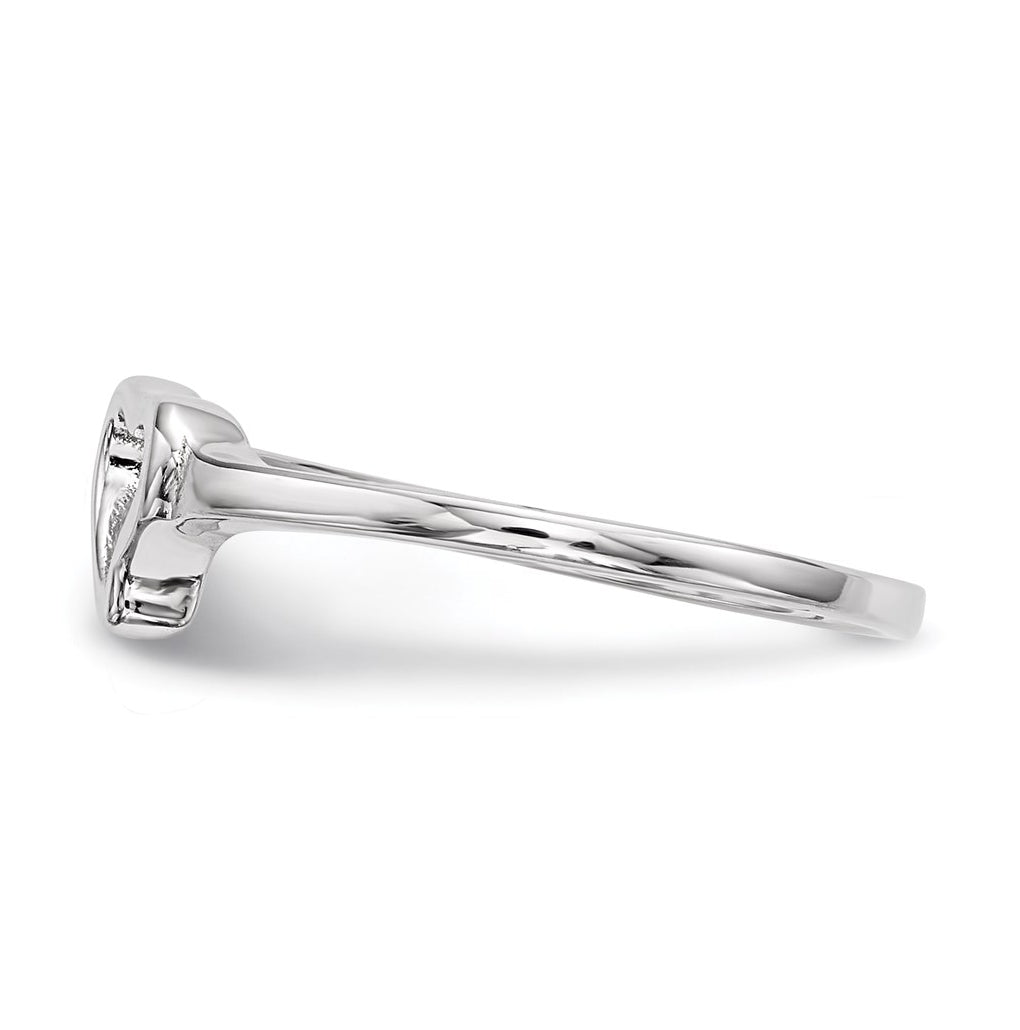 Sterling Silver Rhodium-plated Open Heart Cubic Zirconia Polished Ring – Elegant Jewelry Gift for Birthday, Anniversary, Engagement, Wedding