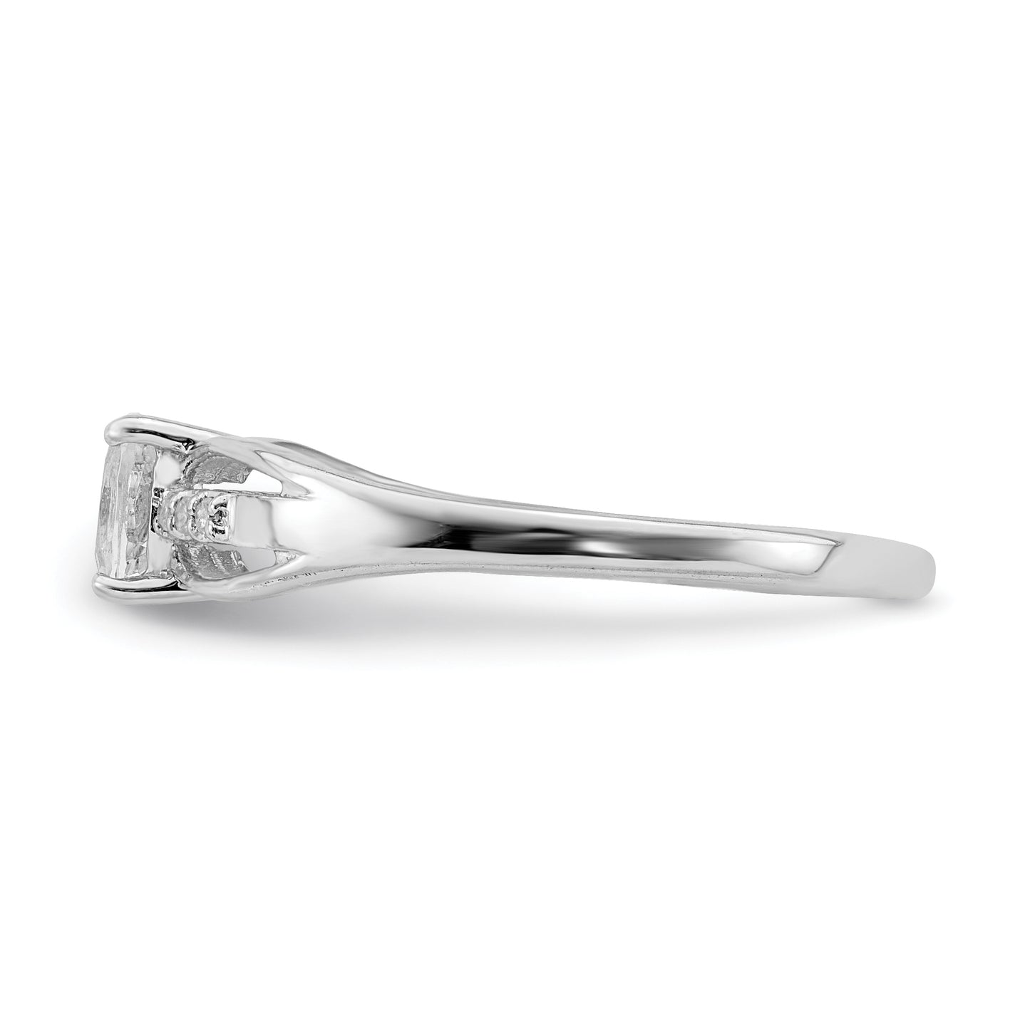 Sterling Silver Rhodium Plated Diamond White Topaz Ring, Size 7