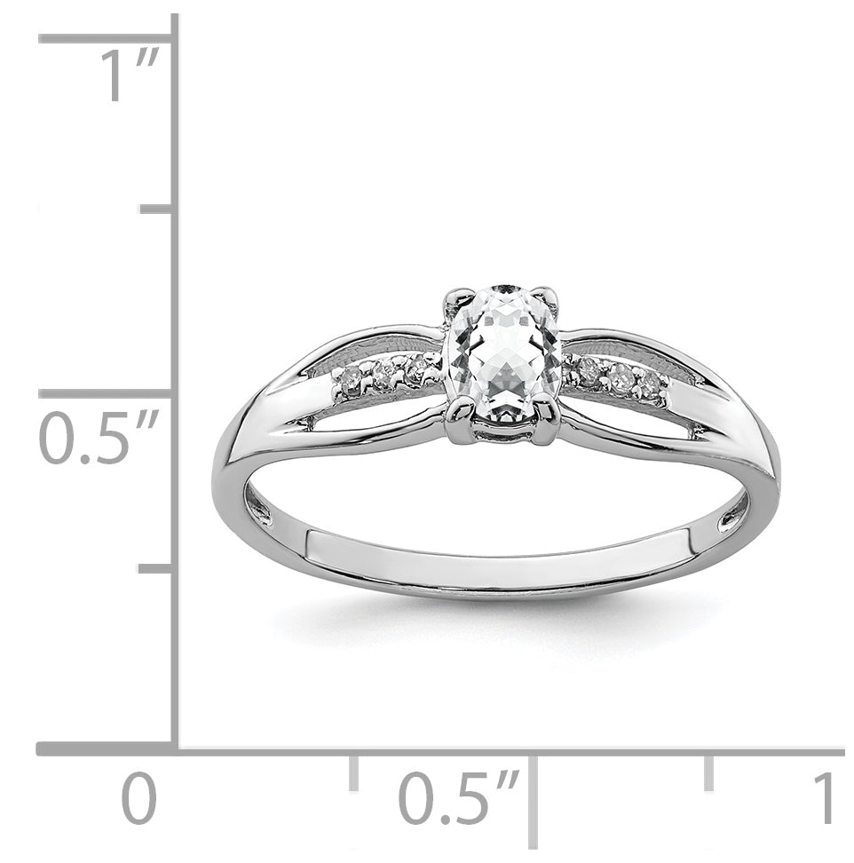 Sterling Silver Rhodium Plated Diamond White Topaz Ring, Size 7