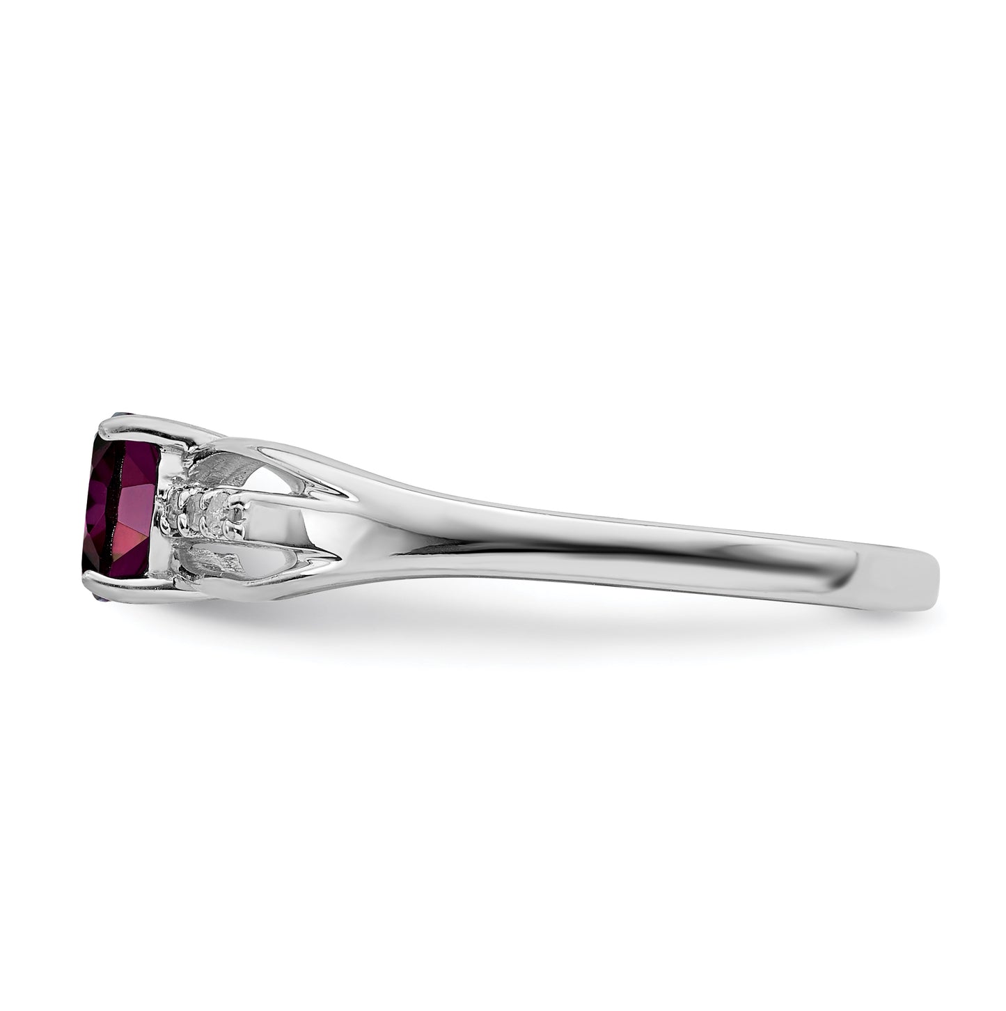 Sterling Silver Rhodium Plated Diamond Rhodolite Garnet Ring, Size 7