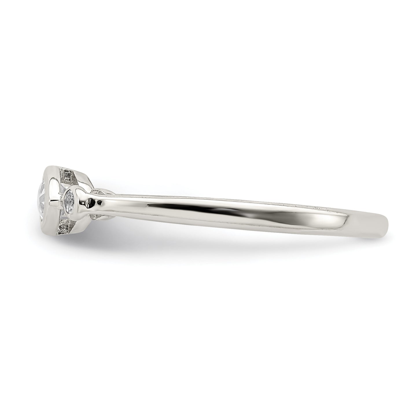 Sterling Silver Rhodium plated Polished White Topaz Ring, Size 7