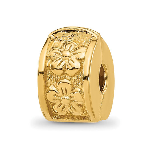 Sterling Silver Reflections Gold plated Floral Hinged Clip Bead