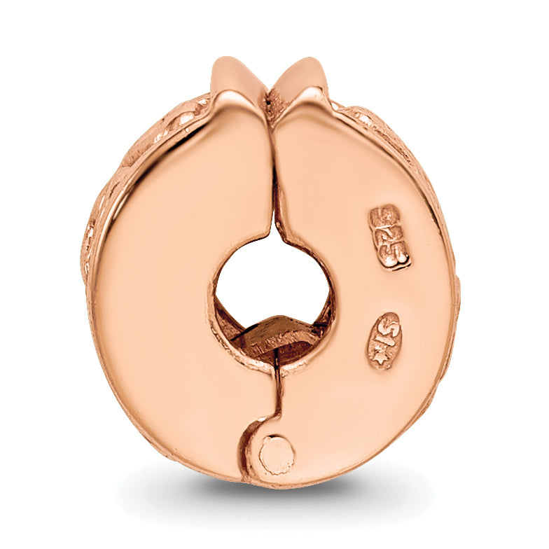 Sterling Silver Reflections Rose Gold plated Hearts Clip Bead