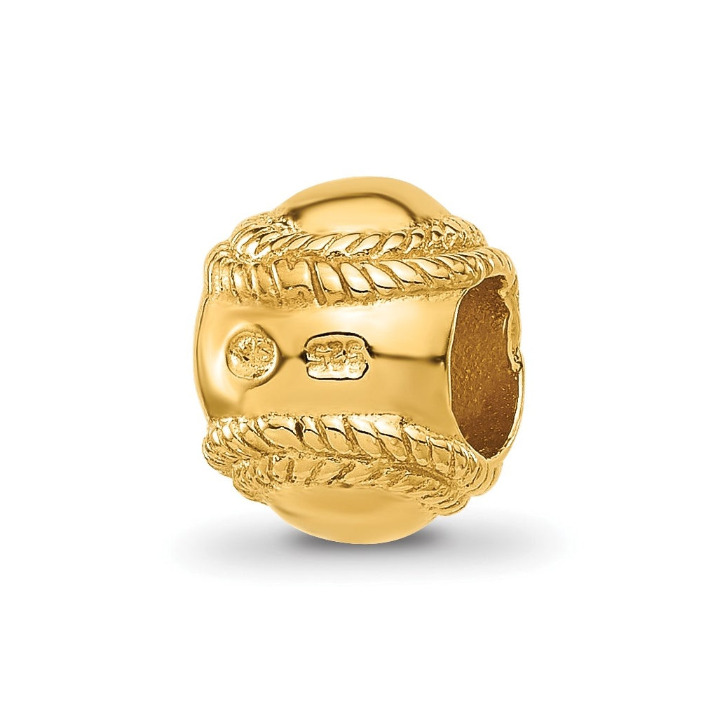 Sterling Silver Reflections Gold-plated Baseball Bead