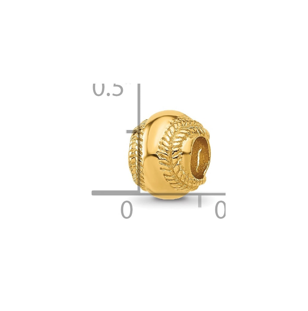 Sterling Silver Reflections Gold-plated Baseball Bead