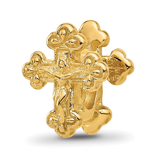 Sterling Silver Reflections Gold plated Budded Crucifix Bead