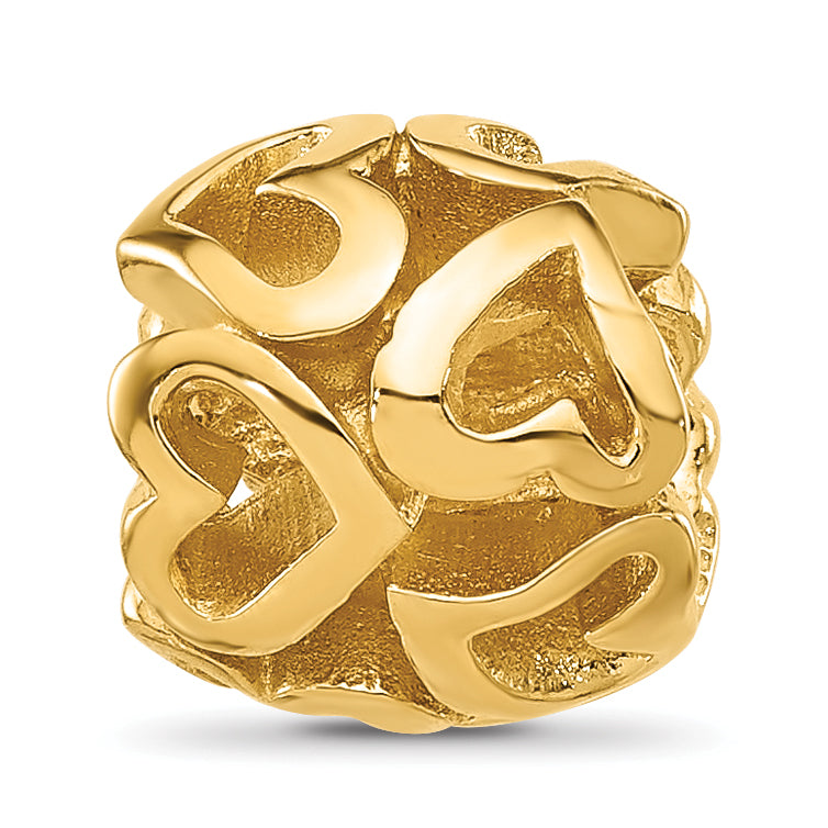 Sterling Silver Reflections Gold plated Multiple Hearts Bead