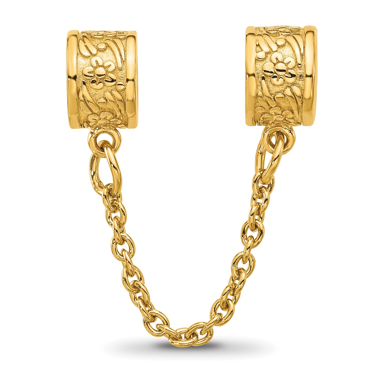 Sterling Silver Reflections Gold plated Floral Safety Chain Bead