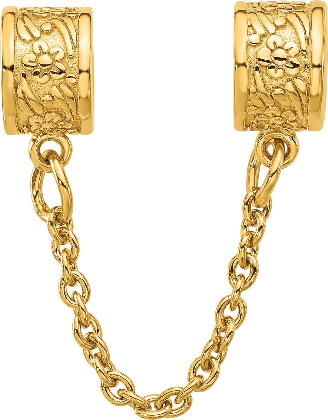 Sterling Silver Reflections Gold plated Floral Safety Chain Bead