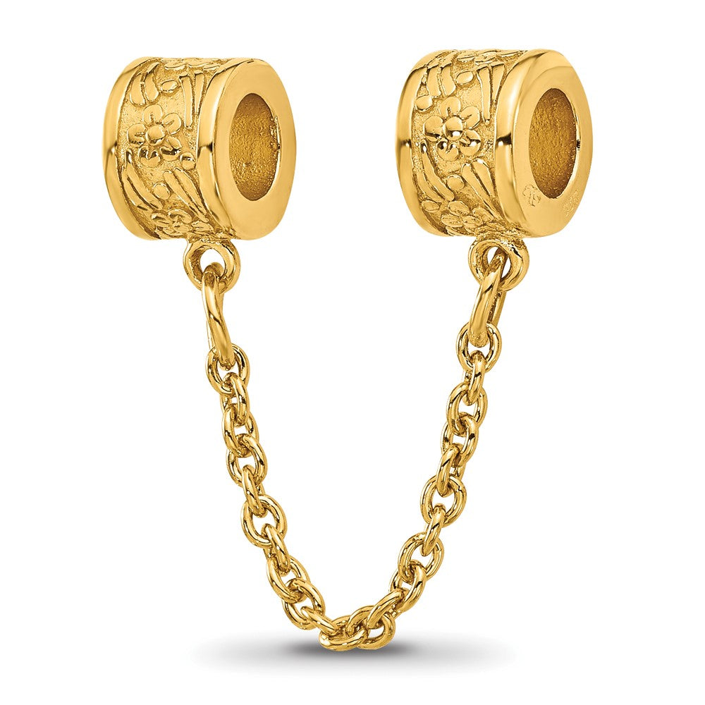 Sterling Silver Reflections Gold plated Floral Safety Chain Bead