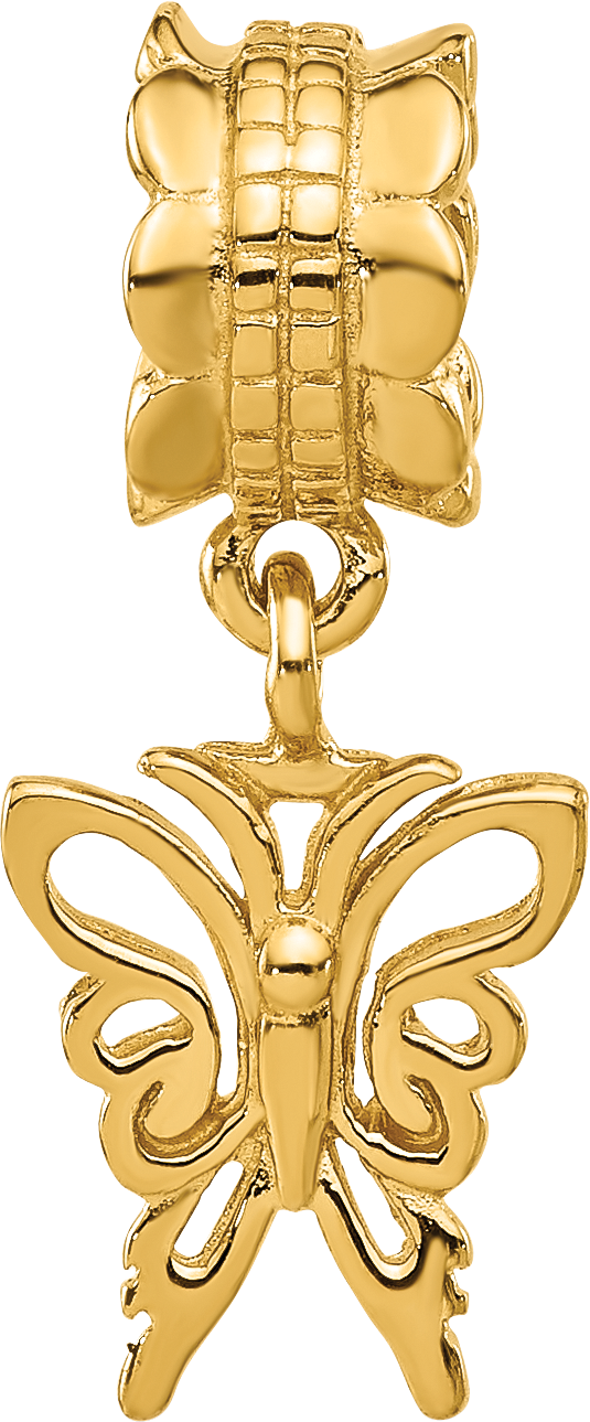 Sterling Silver Reflections Gold plated Butterfly Dangle Bead