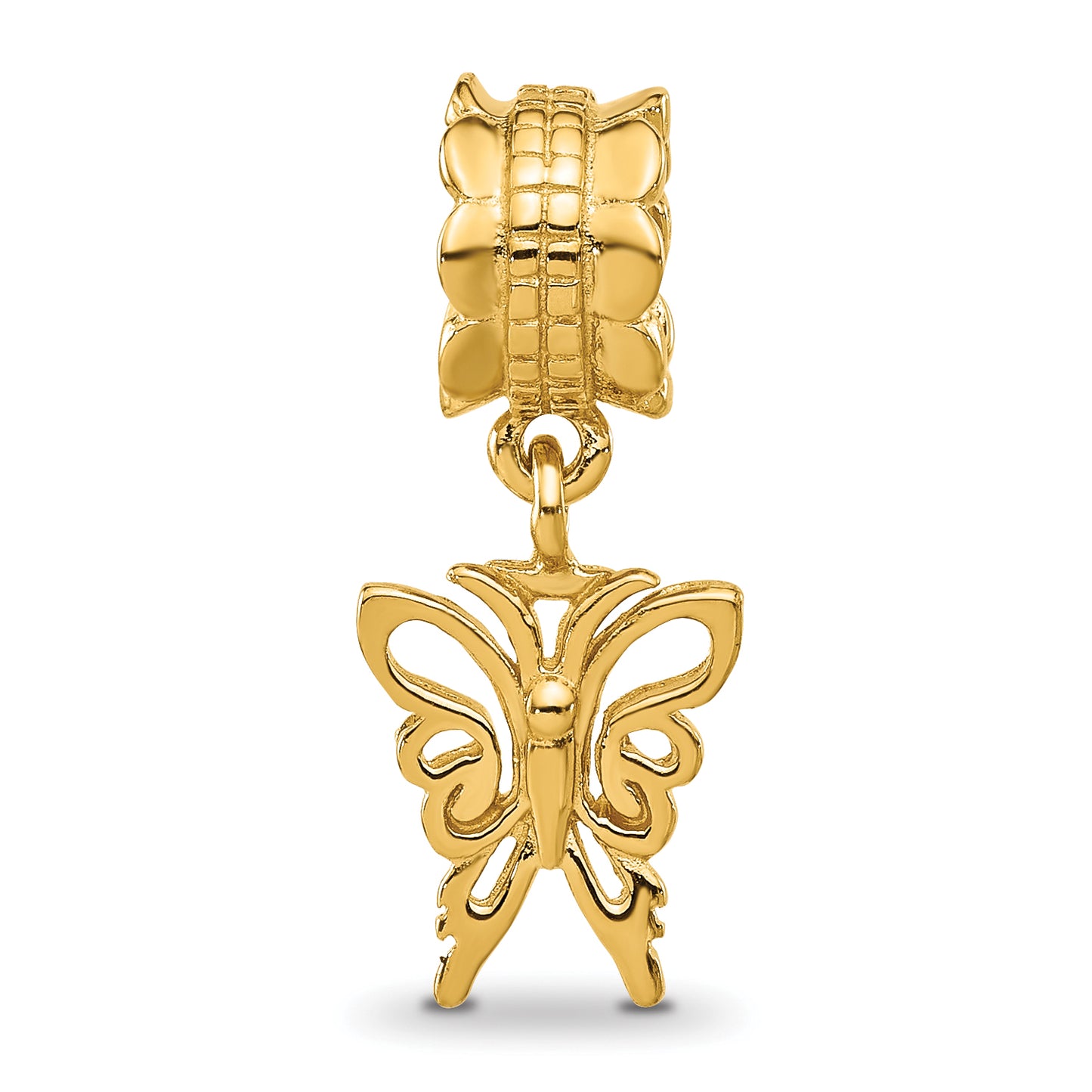 Sterling Silver Reflections Gold plated Butterfly Dangle Bead