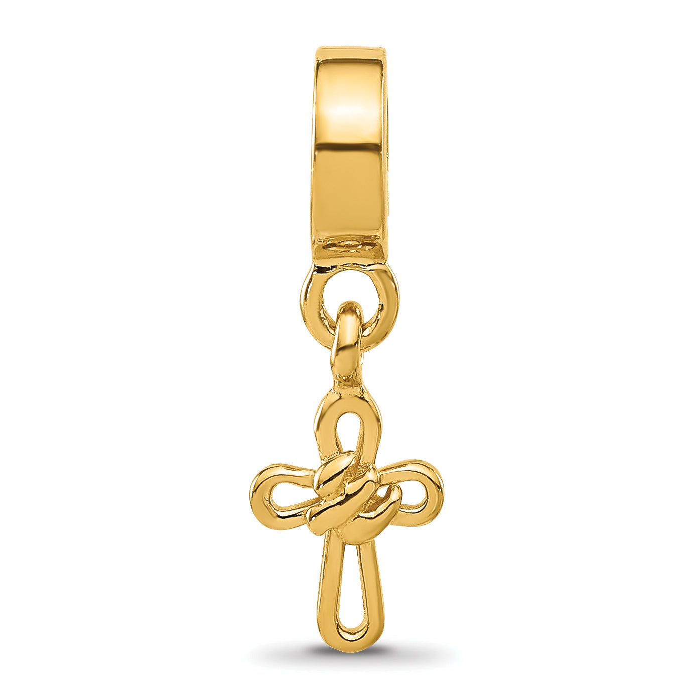 Sterling Silver Reflections Gold plated Dove Cross Dangle Bead