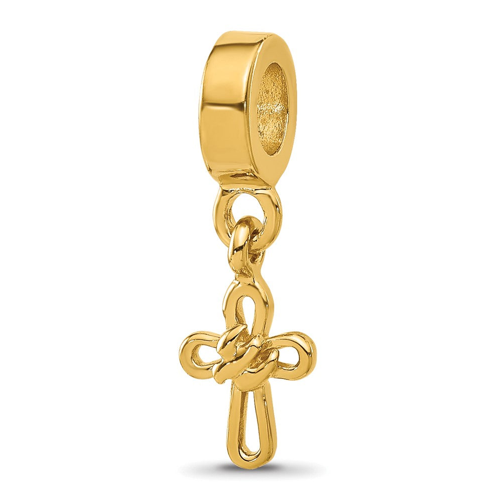 Sterling Silver Reflections Gold plated Dove Cross Dangle Bead