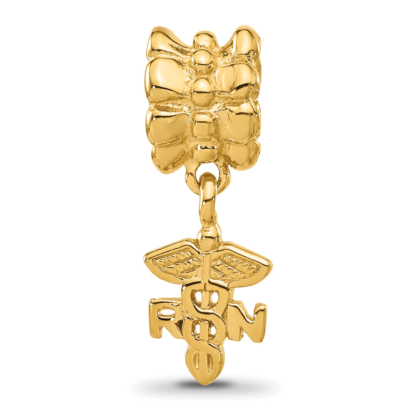 Sterling Silver Reflections Gold plated RN Nurse Dangle Bead