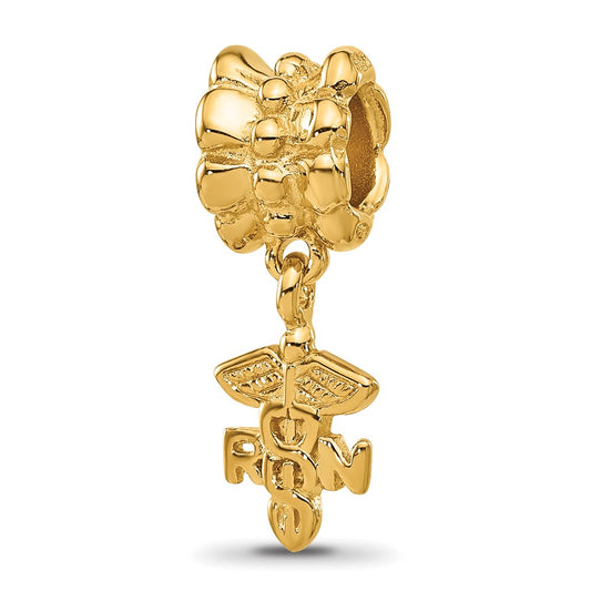 Sterling Silver Reflections Gold plated RN Nurse Dangle Bead