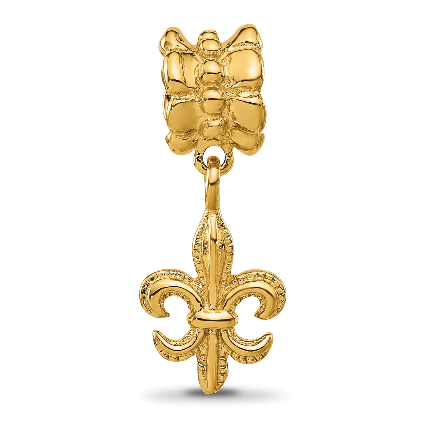 Sterling Silver Reflections Gold plated Fleur De Lis Dangle Bead