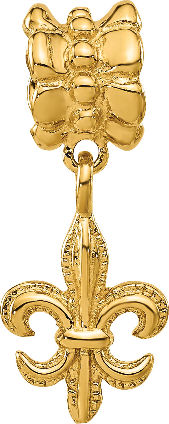 Sterling Silver Reflections Gold plated Fleur De Lis Dangle Bead