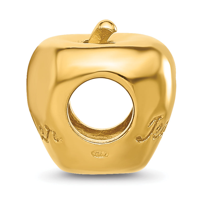 Sterling Silver Reflections Gold plated Number 1 Teacher Apple Bead
