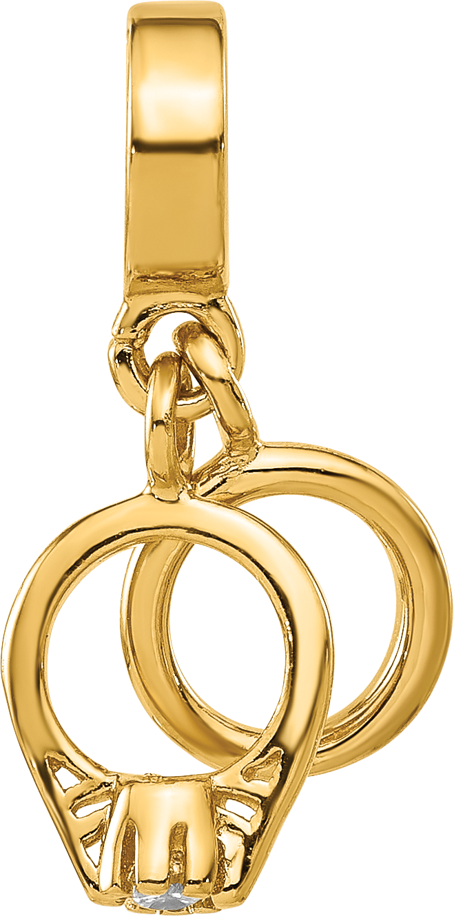 Sterling Silver Reflections Gold plated Wedding Rings Cubic Zirconia Dangle Bead