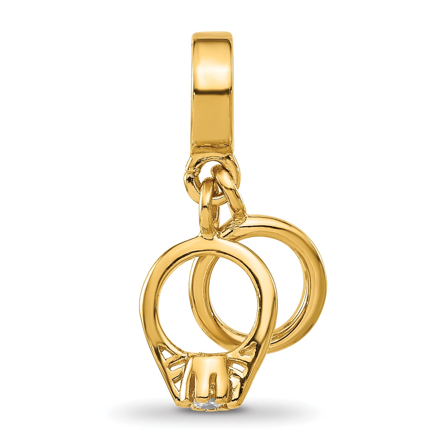 Sterling Silver Reflections Gold plated Wedding Rings Cubic Zirconia Dangle Bead