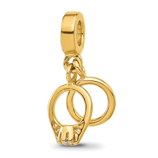 Sterling Silver Reflections Gold plated Wedding Rings Cubic Zirconia Dangle Bead