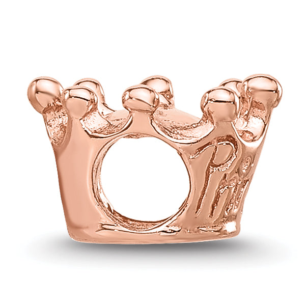 Sterling Silver Reflections Rose Gold plated Princess Crown Kids Bead