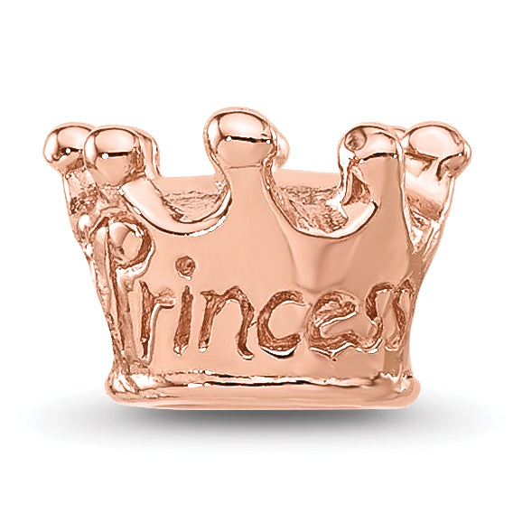 Sterling Silver Reflections Rose Gold plated Princess Crown Kids Bead