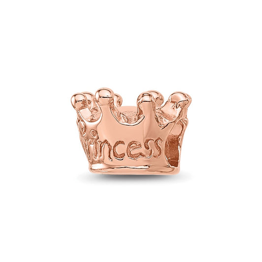 Sterling Silver Reflections Rose Gold plated Princess Crown Kids Bead