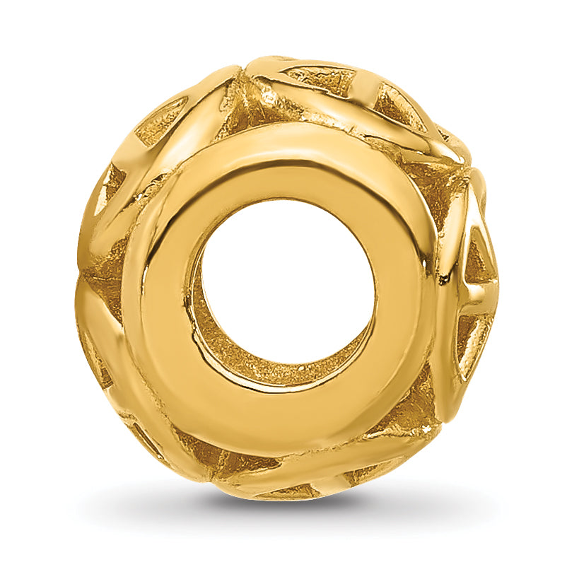 Sterling Silver Reflections Gold plated Peace Signs Bead