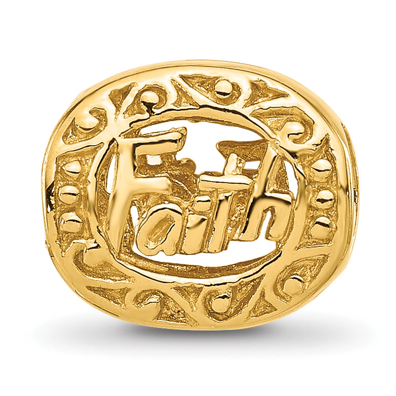 Sterling Silver Reflections Gold plated Floral Faith Oval Bead